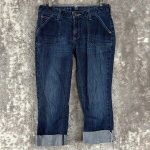 Carhartt Size 6 Curvy Fit Cropped Stretch Cotton Blend Denim Jeans Blue Button